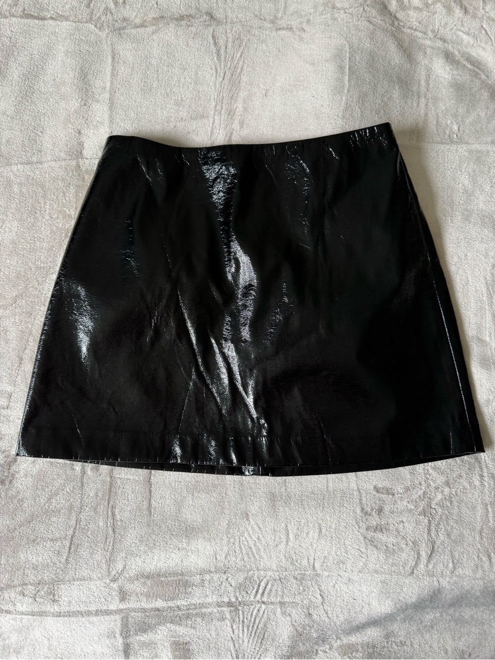 Express Black Patent Mini Skirt - Shiny A-Line